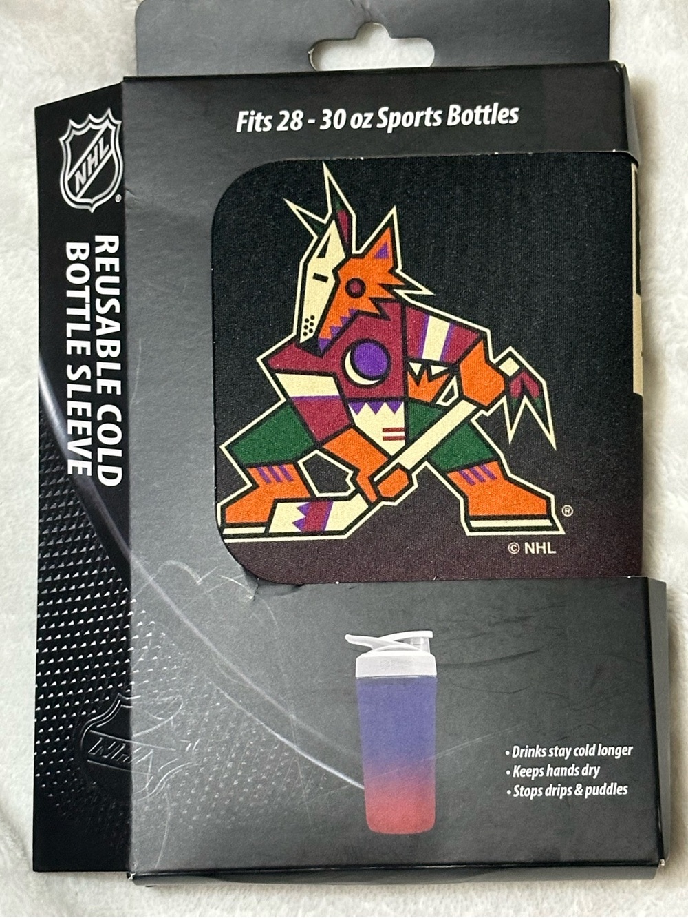 NHL Arizona Coyotes Black Reusable Cold Bottle Sleeve